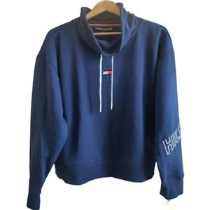 NWOT! TOMMY HILFIGER Sport Navy Blue Sweatshirt: High Neck Covered. SZ XL